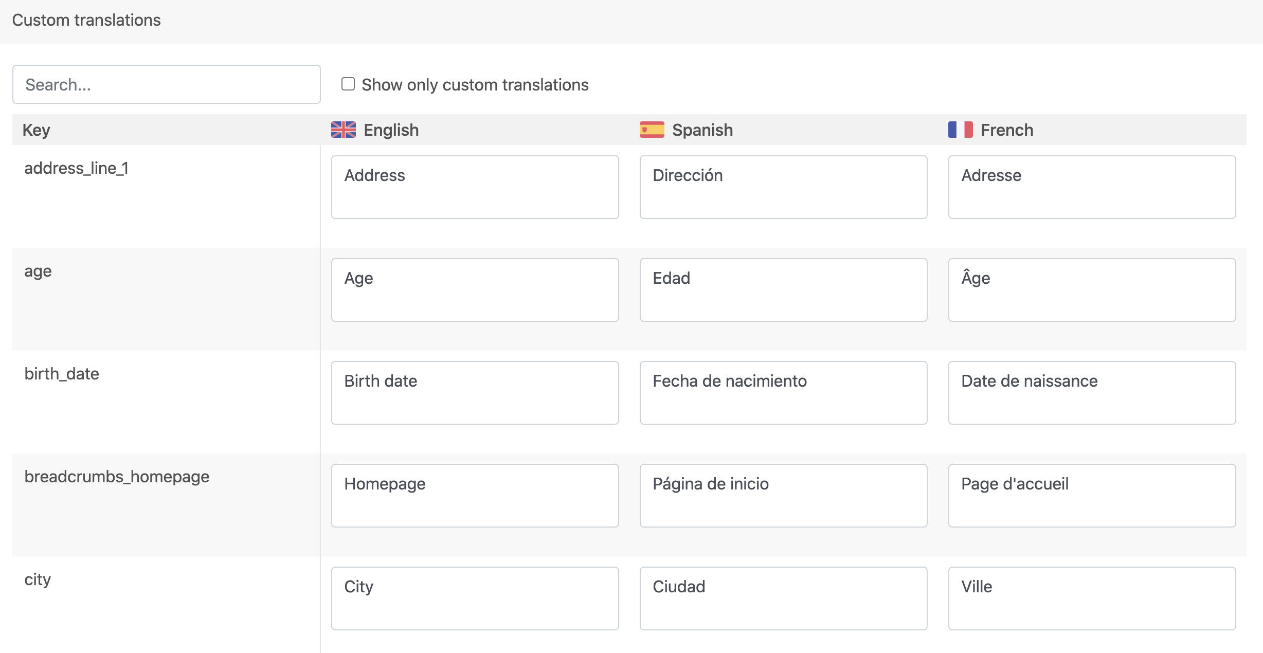 Translations in Booking Engine